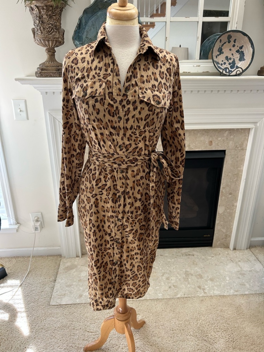 Ralph Lauren Leopard-Print Midi Shirt Dress - Brown/Tan